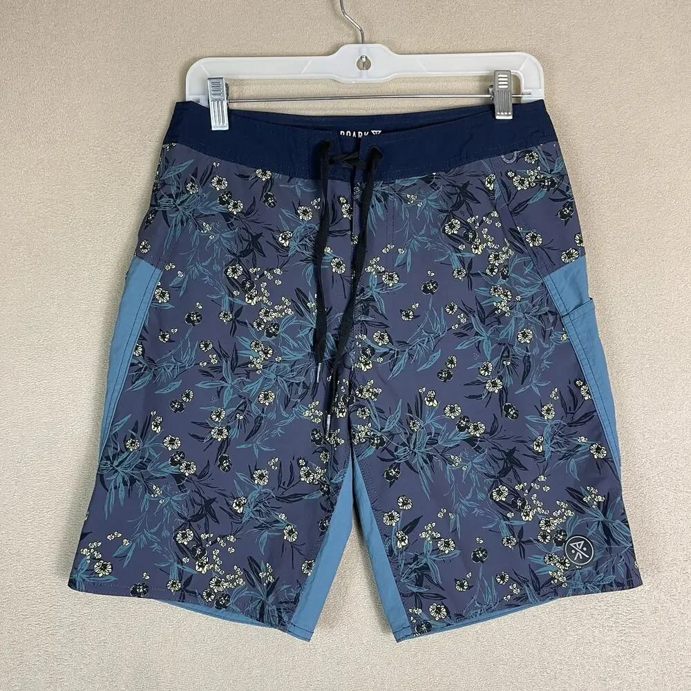 Roark Short Mens 28 Blue Floral The Boatman Drawstring Linerless Boardshort 9